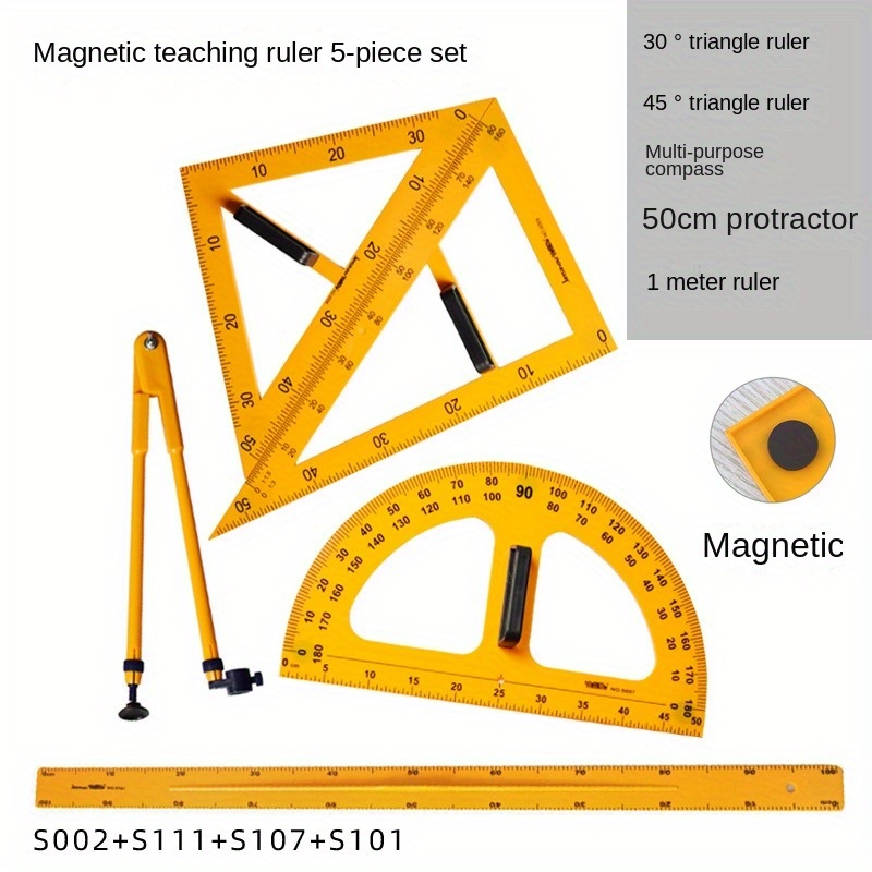 Ruler Triangle Ruler Compass Magnetic Ruler Triangle Ruler - Temu