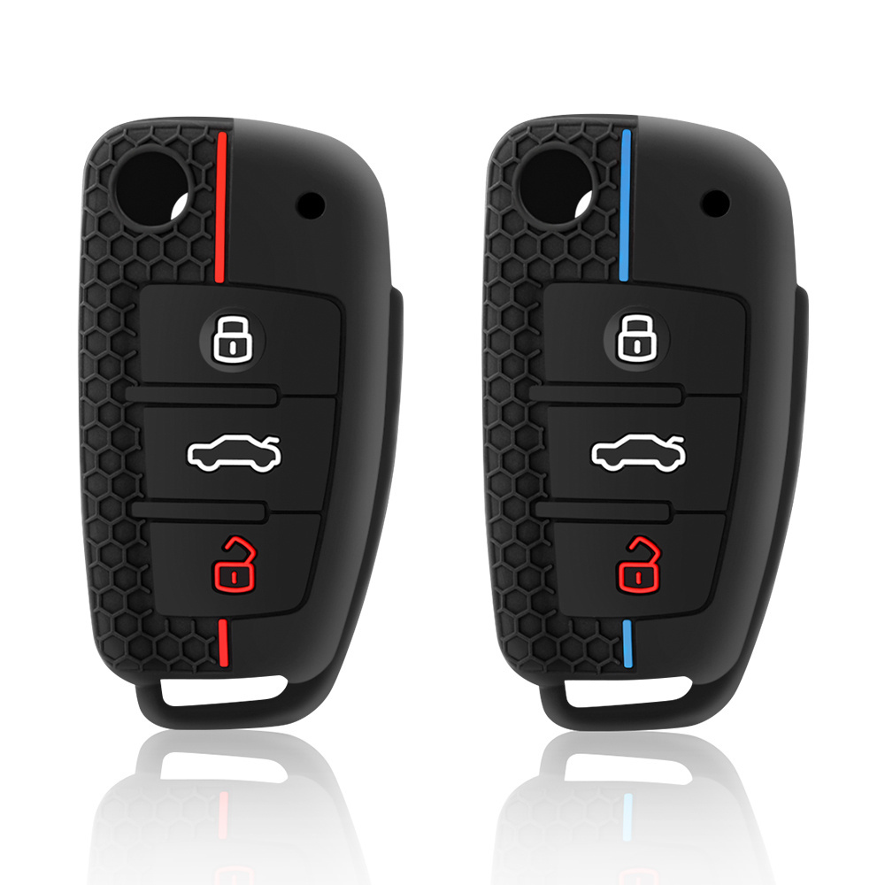 Funda para llavero Audi con control remoto sin llave, con llavero  compatible con Audi A4 Q7 Q5 TT A3 A6 SQ5 R8 S5 llave inteligente (blanco)