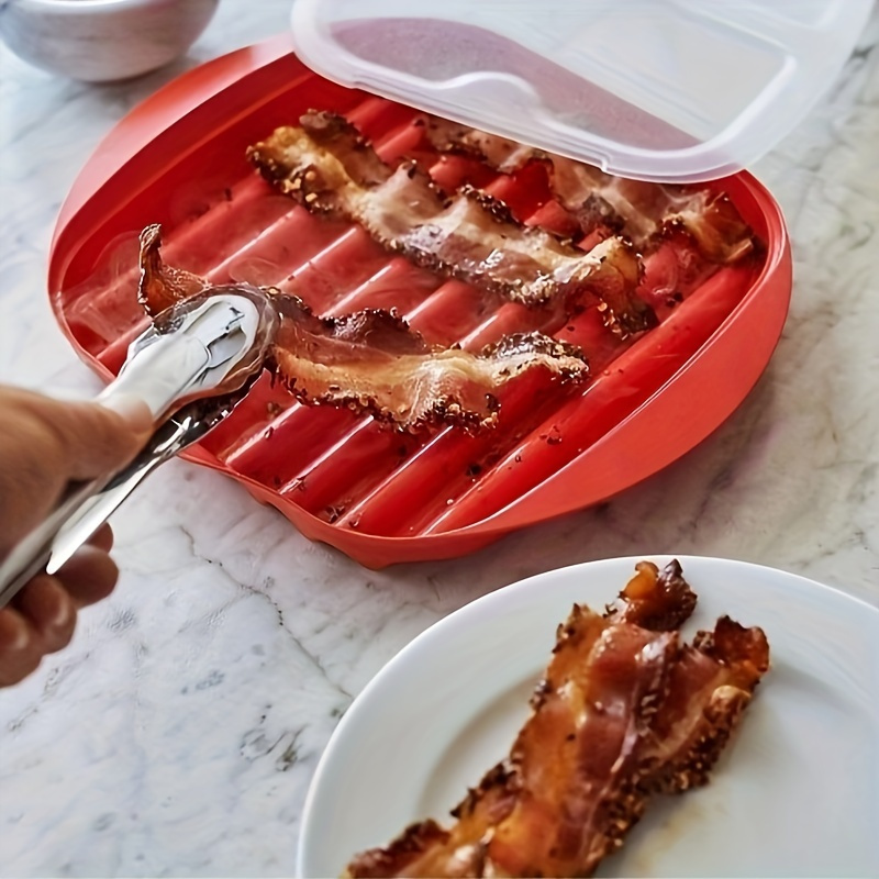 Microwave Bacon Cooker TrayBacon Grill Rack Splatter-Proof Mess-Free  High-Temperature Resistance Kitchen Cooking Meat Gadgets