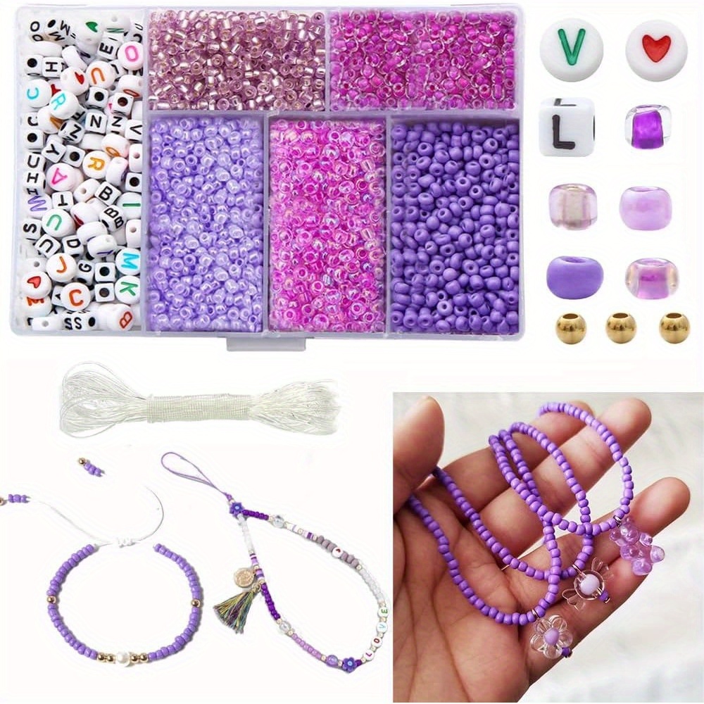 Craft Beads Kit 10800pcs 3mm Glass Seed Beads And 1200pcs Letter Beads For Friendship  Bracelets Jewelry Making Necklaces And Key Chains With 2 Rolls O