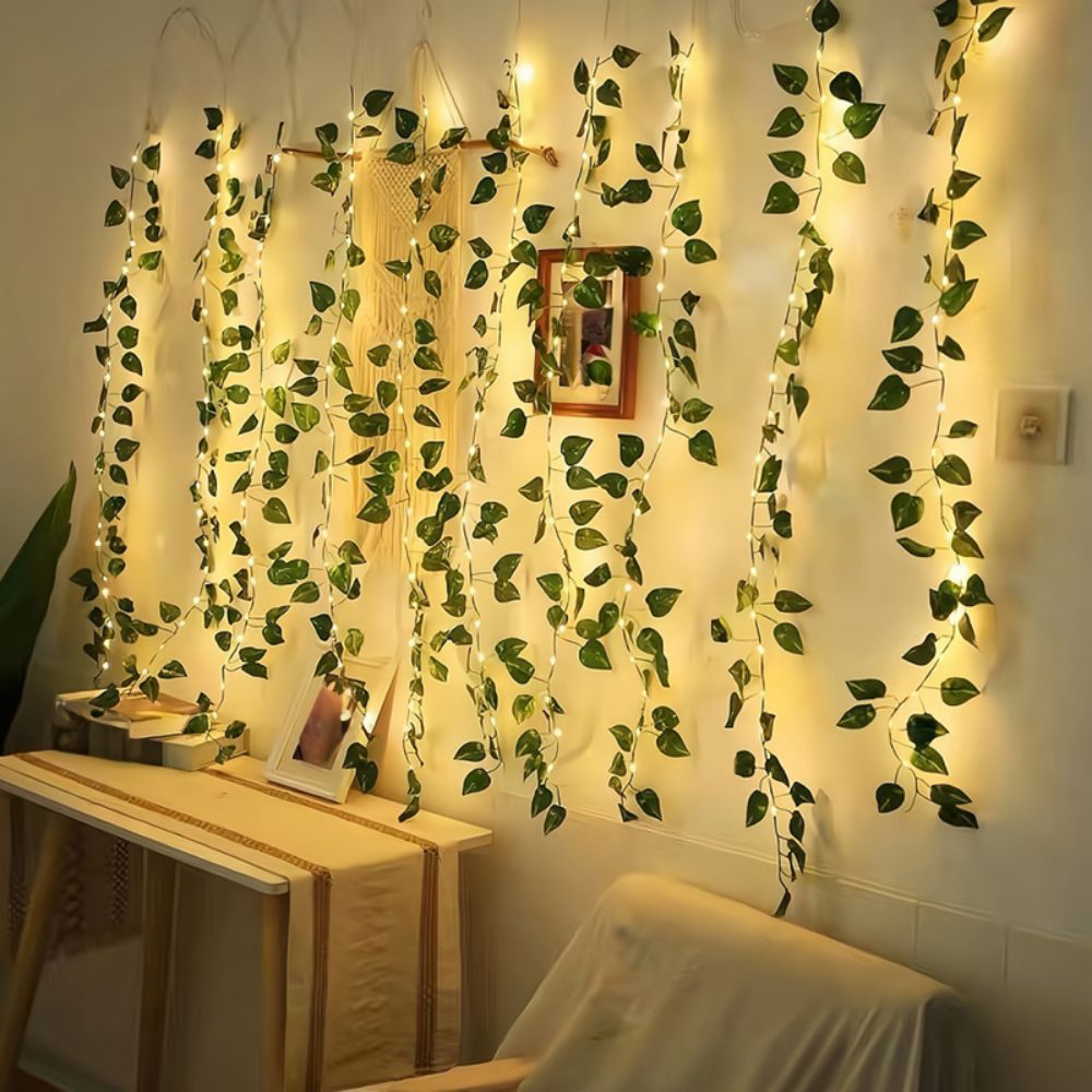 Bedroom with vines and fairy deals lights