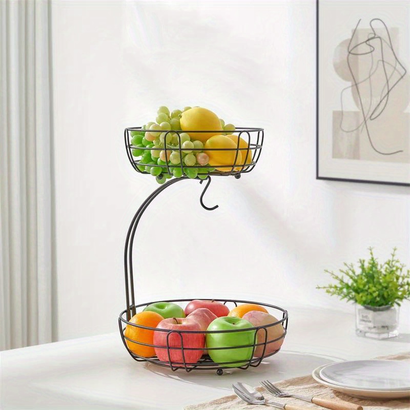 Metal Fruit Basket Double Layer Drainable Basket Detachable - Temu