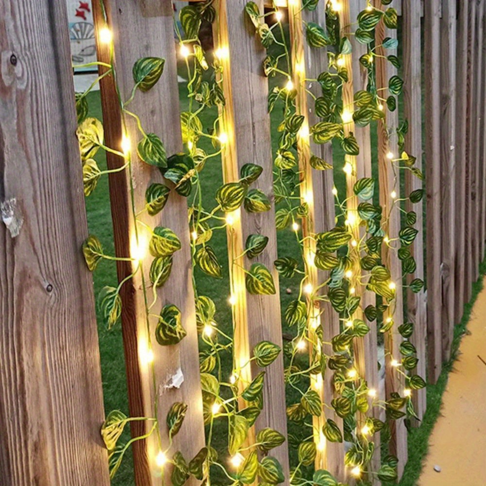 1pc Watermelon Leaf Decoration String Light (2M/6.56 Feet, 20 LED),  Realistic Green Vines, For Wall House Room, Office Decoration, Birthday,  Home Room