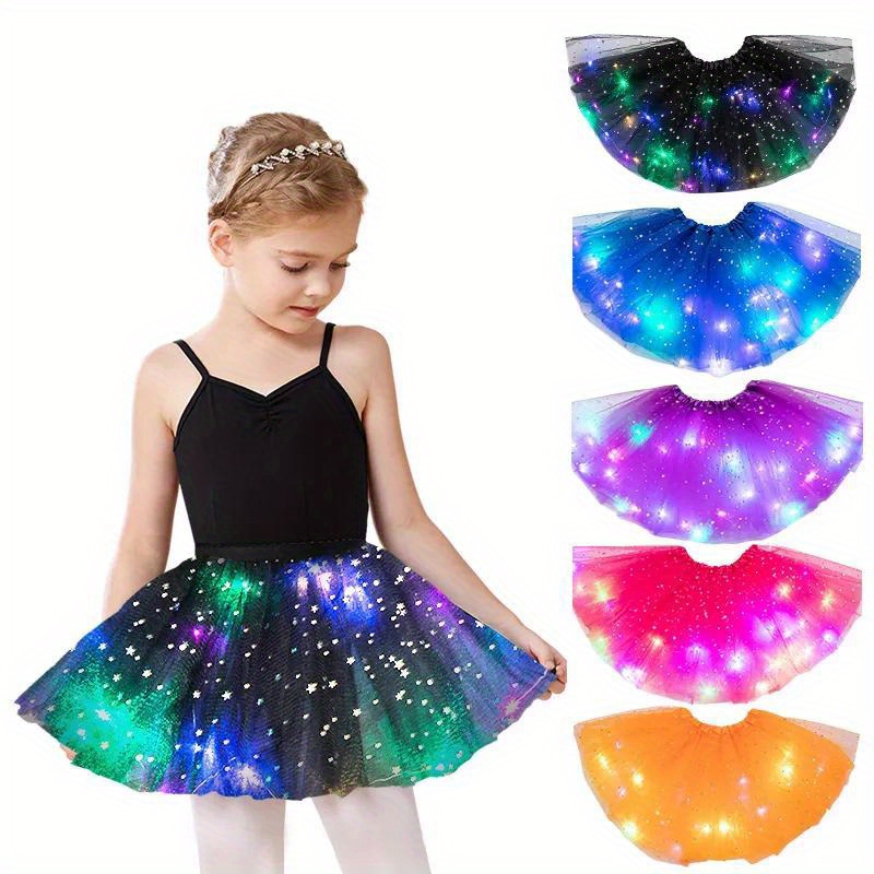 

1pc Skirts With Neon Led Light Glow Princess Ballet Stage Dance Short Dress Fairy Miniskirt Birthday Gifts Party Supplies New Year Gifts Easter Gift