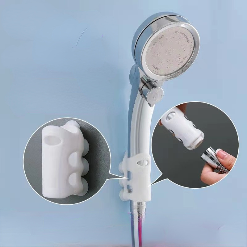 Saugnapf Verstellbarer Duschkopfhalter - Abnehmbarer Universal-Wandhalterungshalter  mit 2 Haken - wasserdichter Duschkopfhalter (2 Stück)
