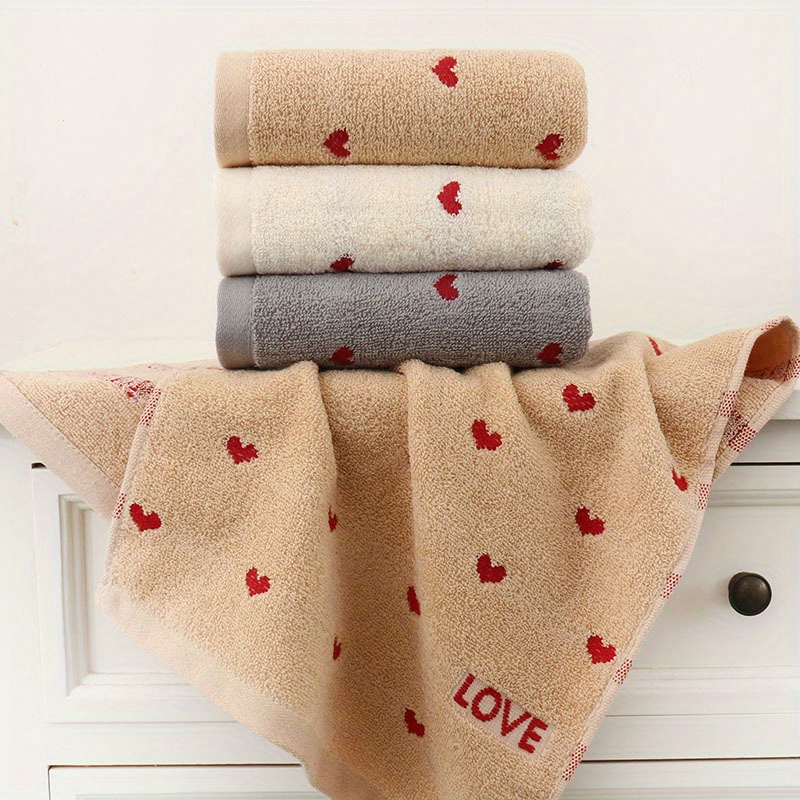 

1pc Heart Embroidered Hand Towel, Household Cotton Hand Towel, Soft Face Towel, Absorbent Towel For Home Bathroom, Bathroom Supplies, Valentine's Day Gift, 29*13.4in, Bathroom Accessories
