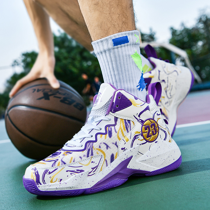 Mens Fashion Breathable Comfortable Basketball Shoes White And Purple -  Men's Shoes - Temu Canada