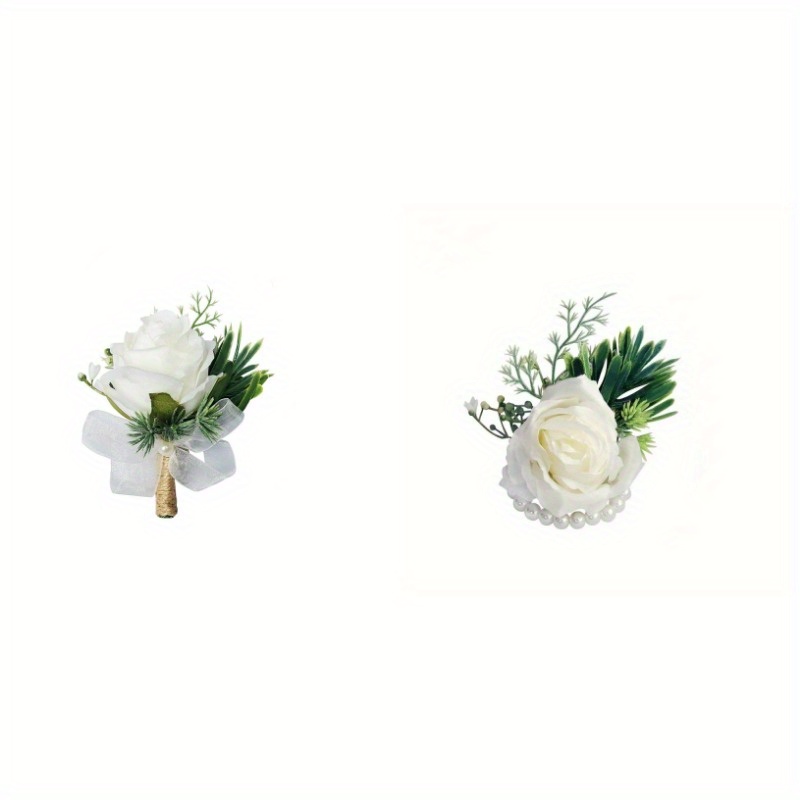 Wrist Corsage Bracelet And Boutonniere Set Wedding Wrist - Temu