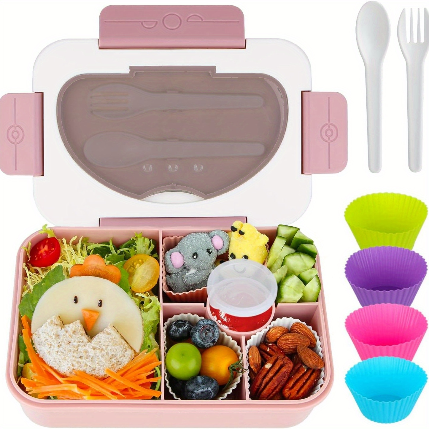 Picnic Bento Lunch Box Food Storage with 4 Compartment Leak-proof Adults  Kids 1L