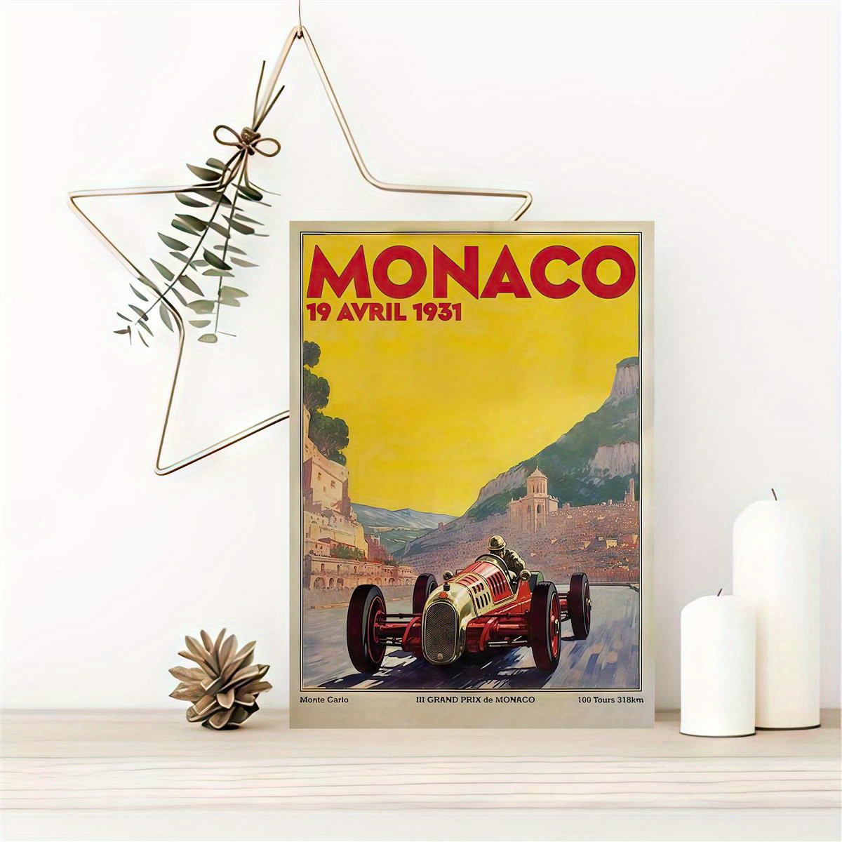 Canvas Poster Retro Art F1 Racing Monaco 1931 - Temu Canada