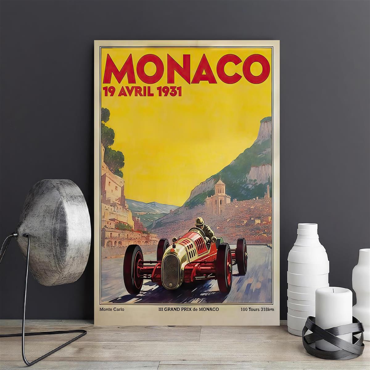 Canvas Poster Retro Art F1 Racing Monaco 1931 - Temu Canada