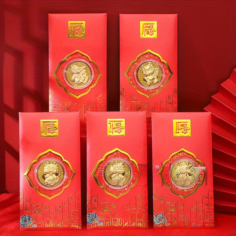 Gold Foil Chinese Red Envelopes Lucky Money Envelopes 2024 - Temu