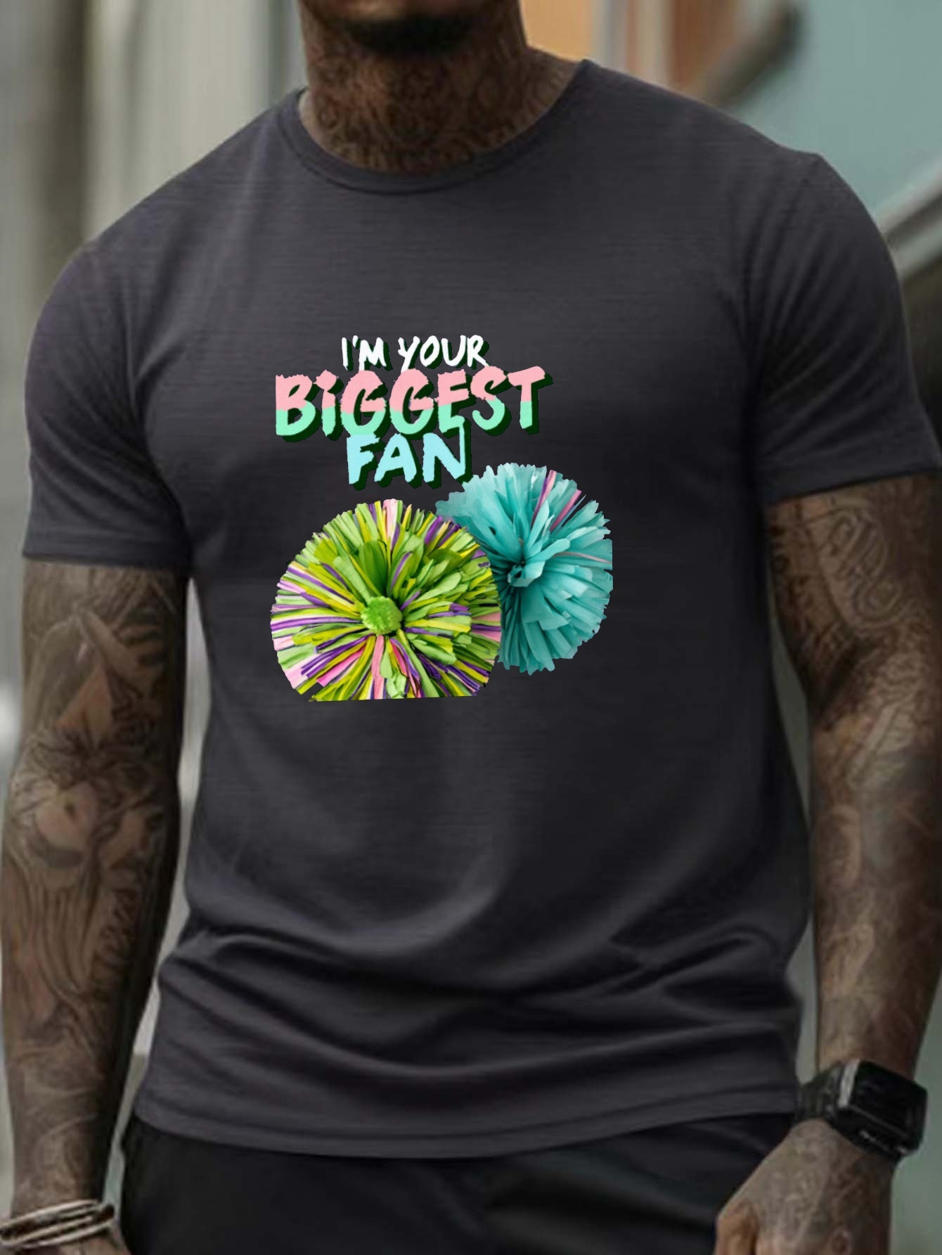 Plus Size Men's Fashion '''m Biggest Fan'' Graphic T shirt Temu Canada