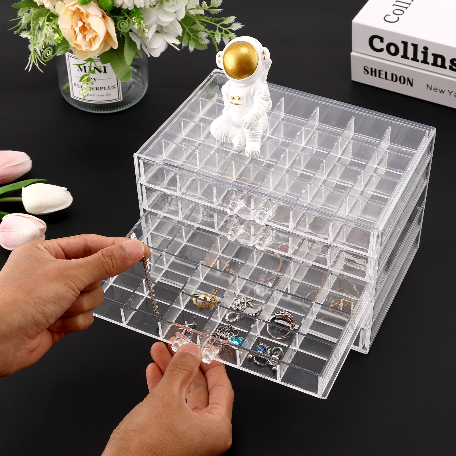 10pcs Jewelry Organizer With Base Pe Thin Film Suspension 3d Floating ...