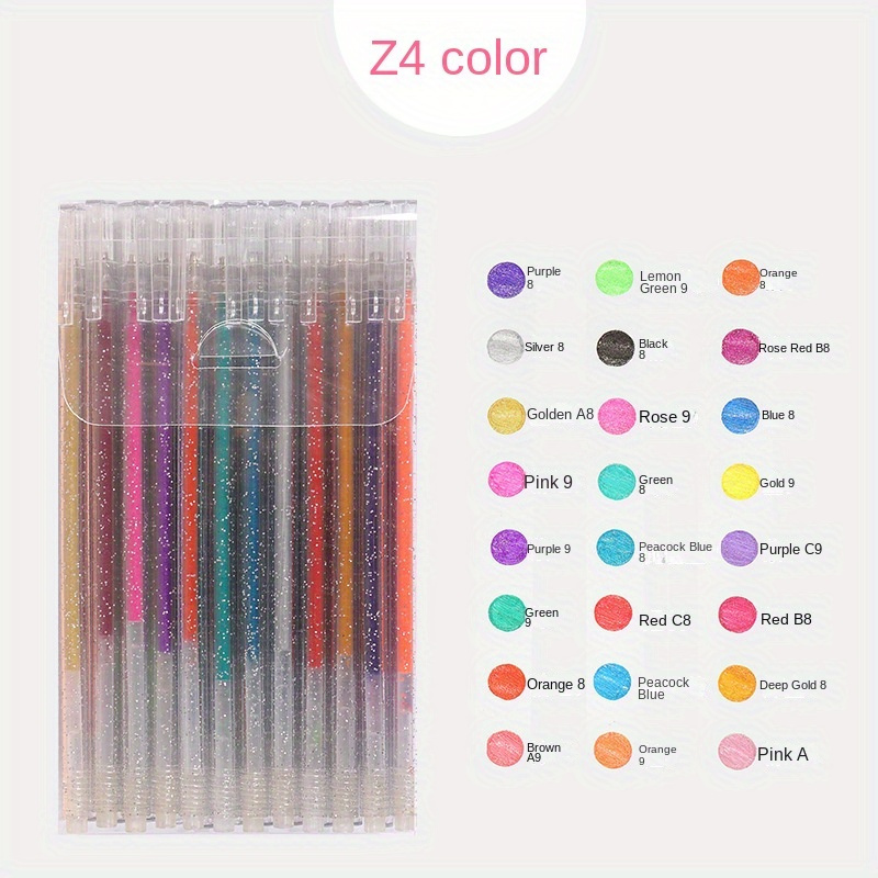 12 Colors Glitter Gel Pen Pastel Metal Plastic Highlighter - Temu