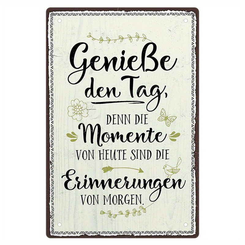 

1pc, Geniesse Den Tag, Vintage Decorative Sign On Motivation/ , Retro Vintage Sign, 8x12inch Decor, Home Signs, Wall Signs