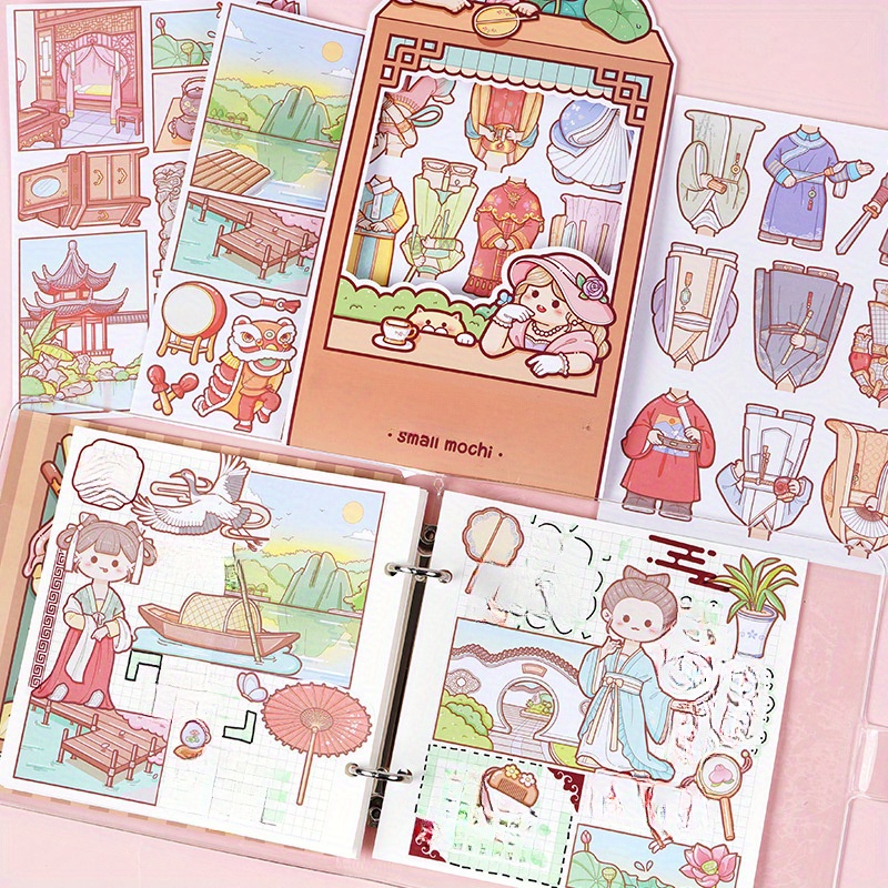 21pcs Kawaii Stationery Stickers Cartoon Girl Small Mochi Junk