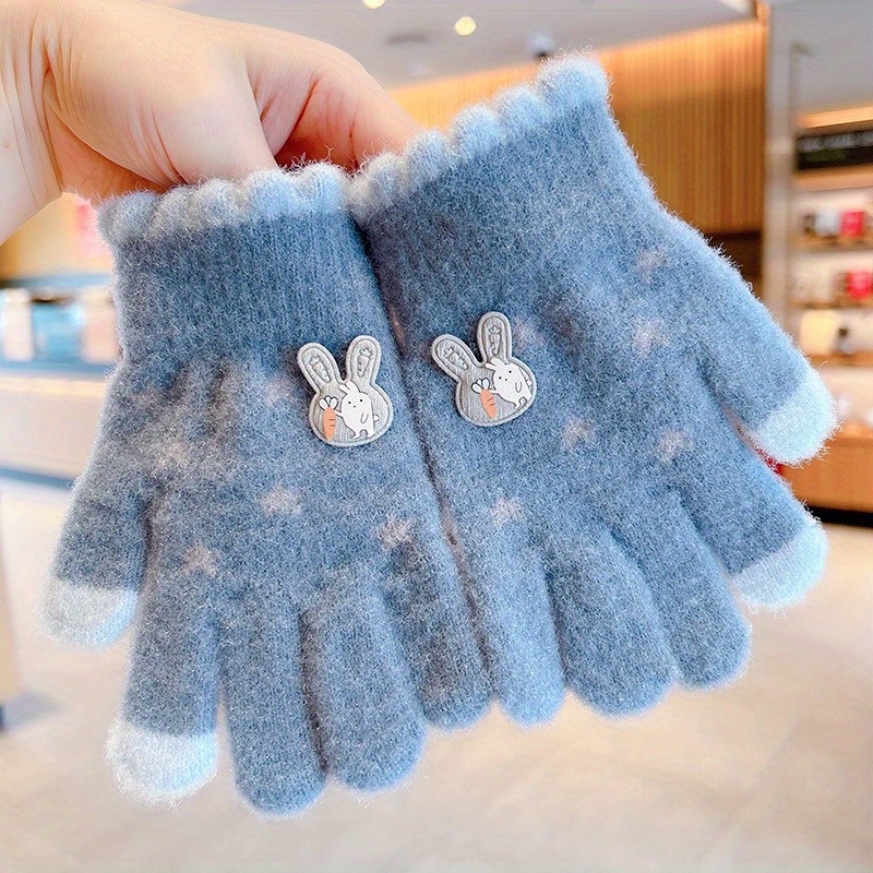Children's Gloves Plus Velvet Thickened Knitted Warm Winter - Temu