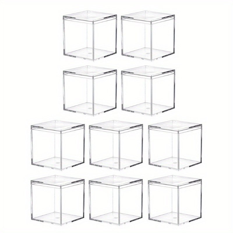 Clear Acrylic Box with Lid Small Acrylic Boxes 4 Packs Plastic Square Cube  Containers Jewelry Storage Box Wedding Birthday Party Favor Acrylic Display