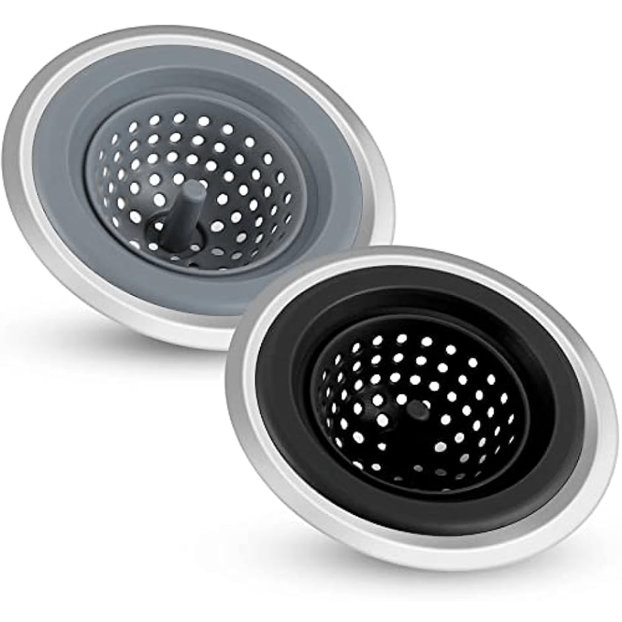 2pcs Kitchen Sink Drain Strainer Stainless Steel Anti-blocking