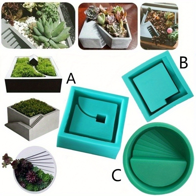 Large Small Square Flowerpot Clay Molds Succulent Plant Silicone