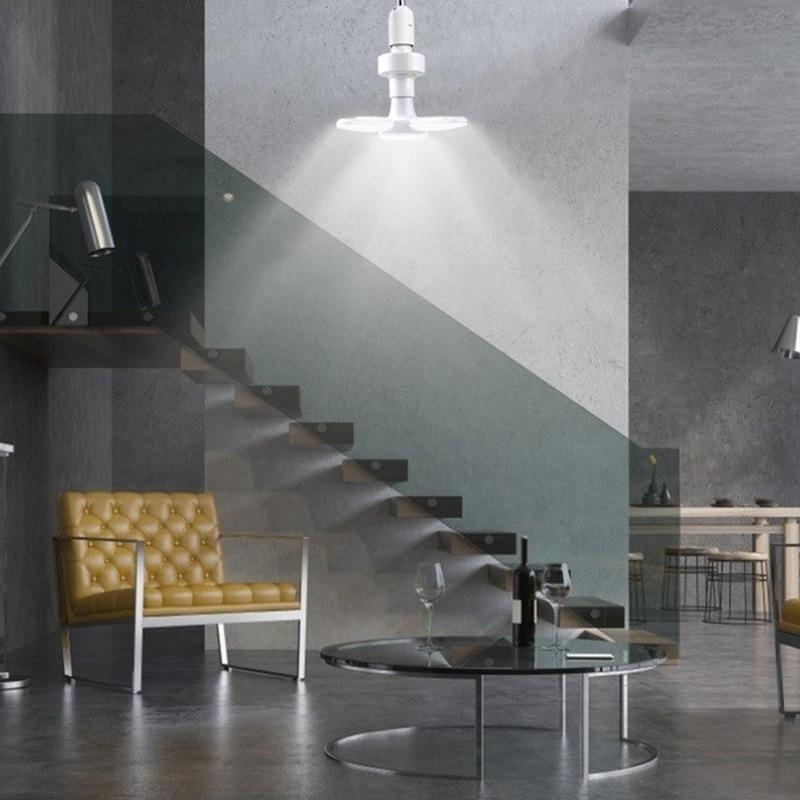 1pc Modern White 28W LED Ceiling Light Bulb with Adjustable Fan Blade Design, E27 Base, AC175-265V - Sleek, Foldable & Energy-Efficient for Home Decor