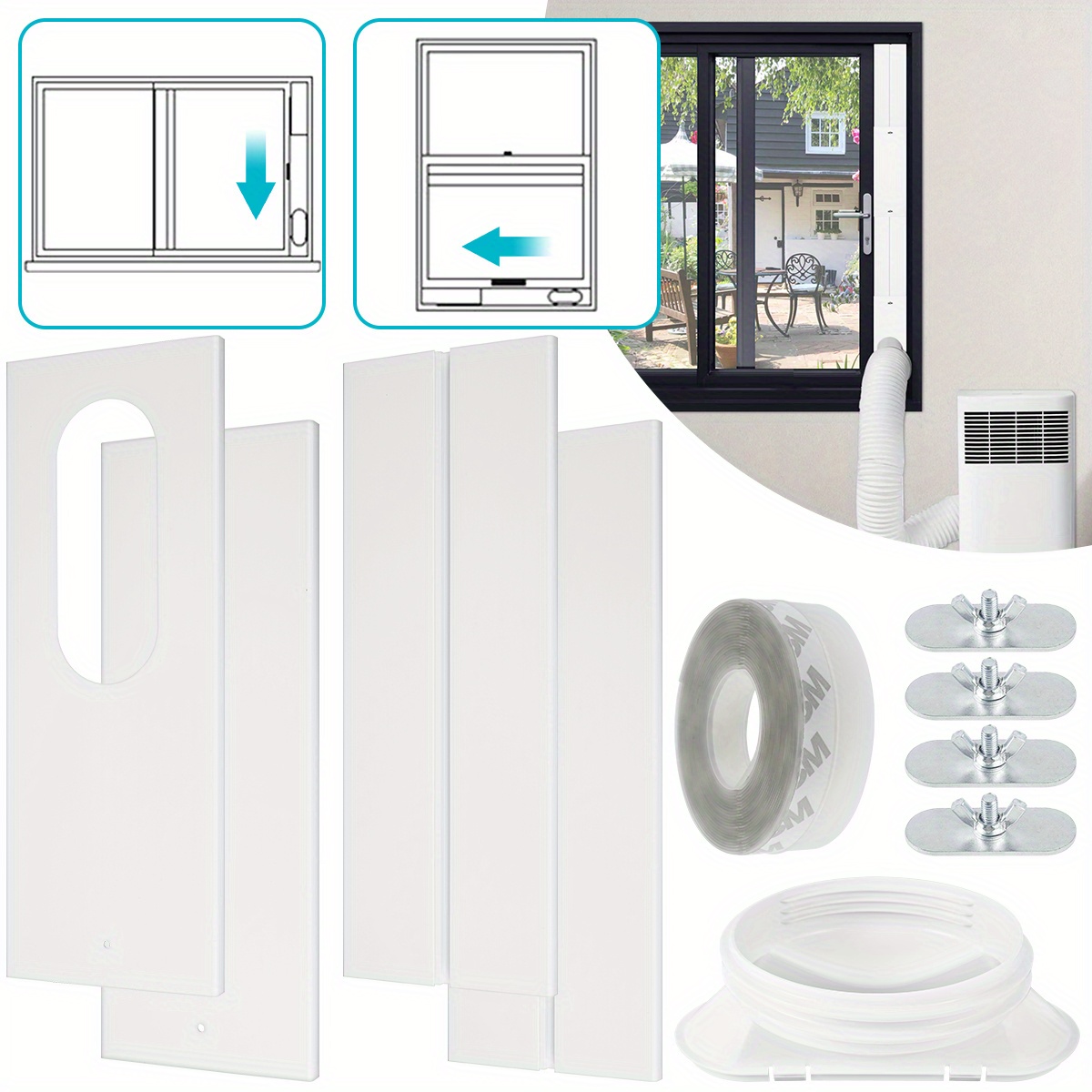 1 Satz Universal-Klimaanlagen-Kit, Tragbares AC-Fenster-Kit Mit  Dichtungspanel, 5-Zoll-Kupplung Einstellbares AC-Lüftungs-Kit,  Strapazierfähiges