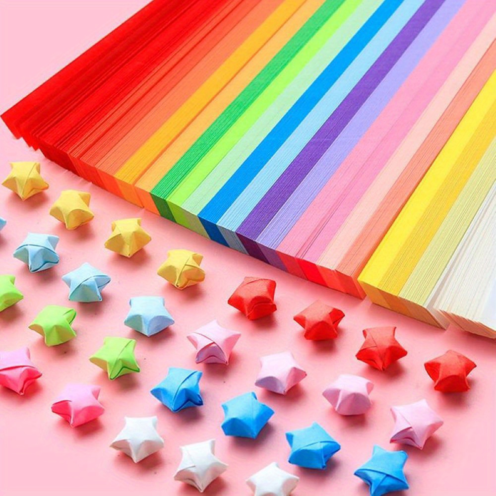 200 Pcs Origami Star Folding Paper Strips Glitter Pearlescent