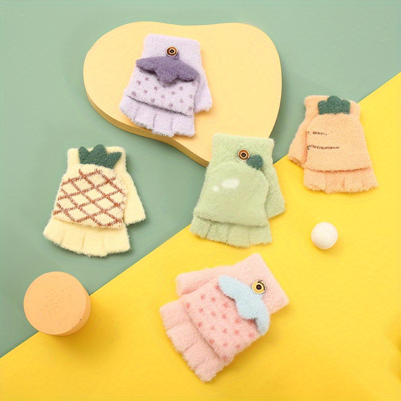 Kids' Warm Half Finger Gloves for Autumn & Winter