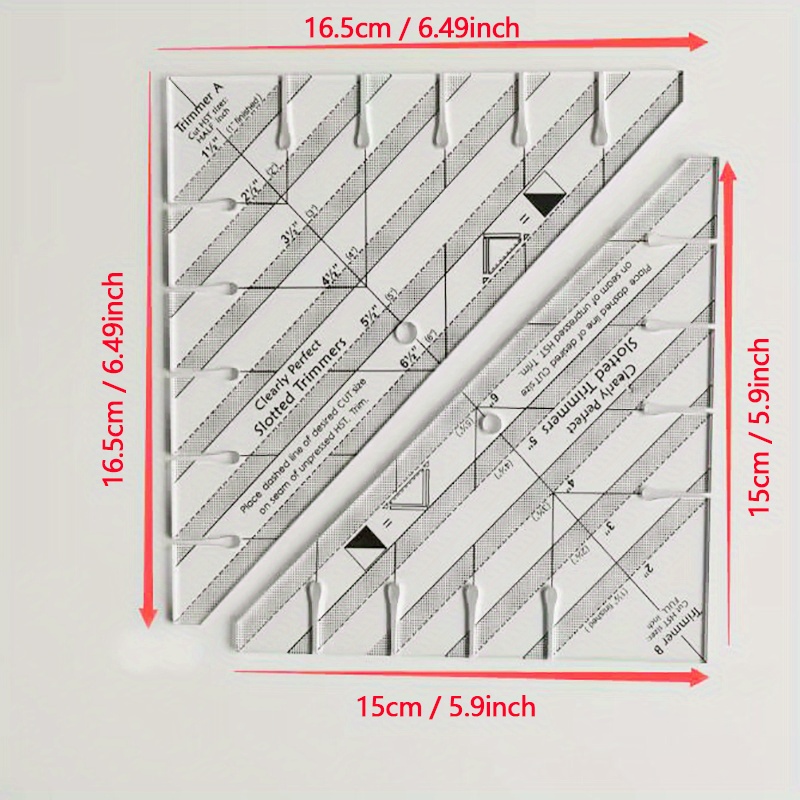 

2pcs Quilting Templates For Fabric Trimming, Transparent Acrylic Quilting Ruler Set, With Slotted Design For Easy Shaping And Precision Quilting