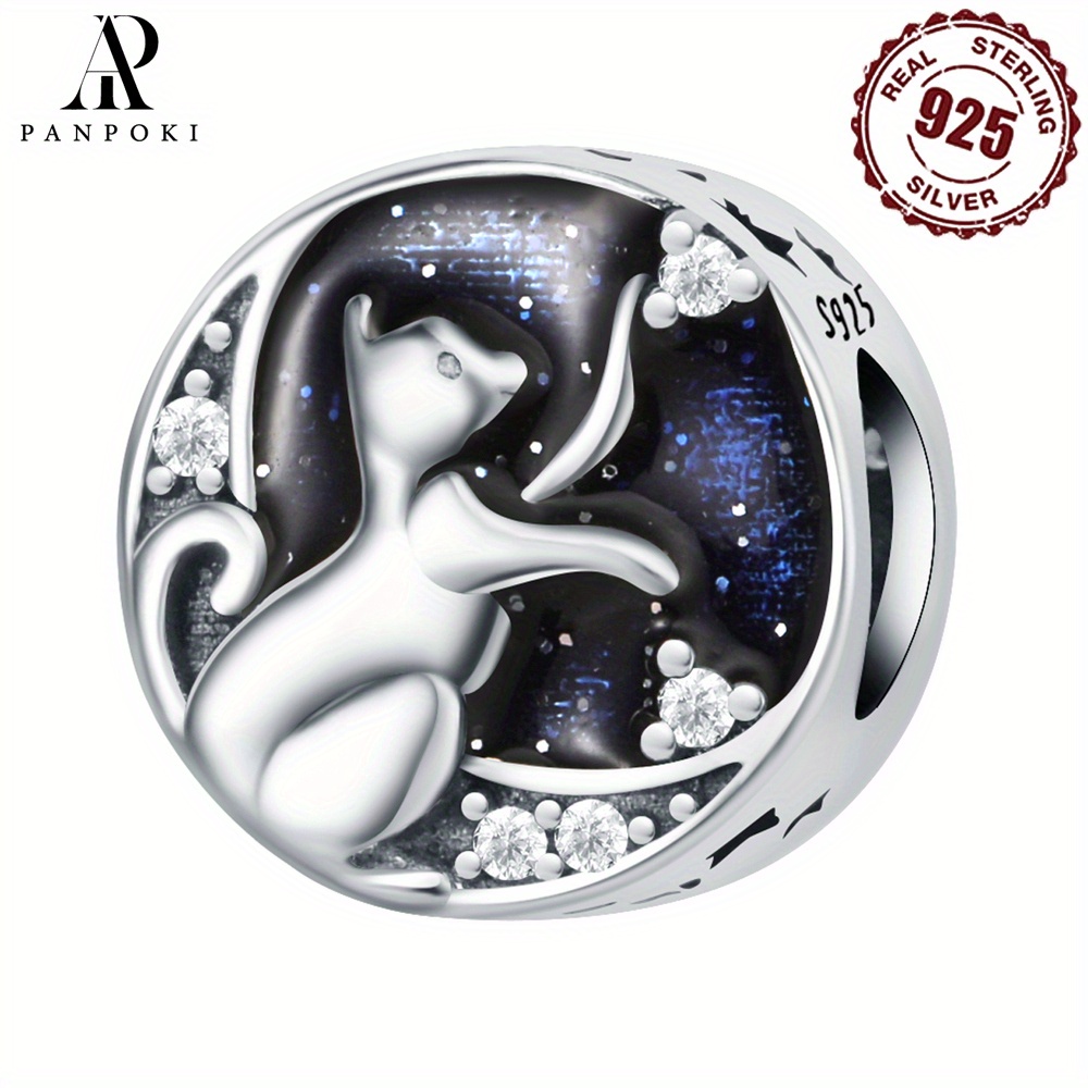 Cat Star Charms | Sleeping Cat Charm |925 Sterling Silver Bead