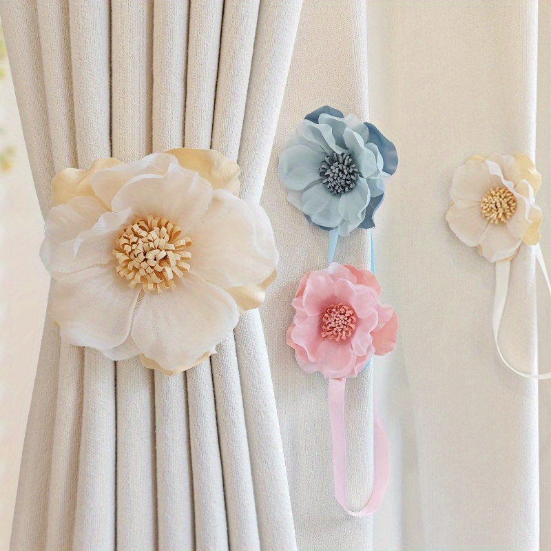 Curtain Magnetic Tieback Flower Curtain Clips Buckle With - Temu