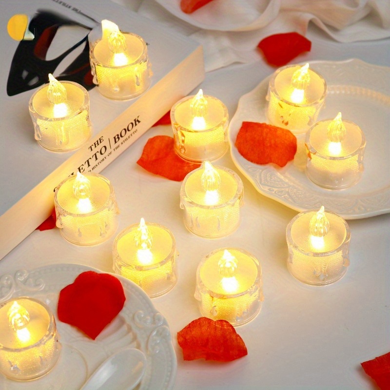 12 Bougies Chauffe-plat à LED En Forme De Cœur - Alimentées Par Batterie