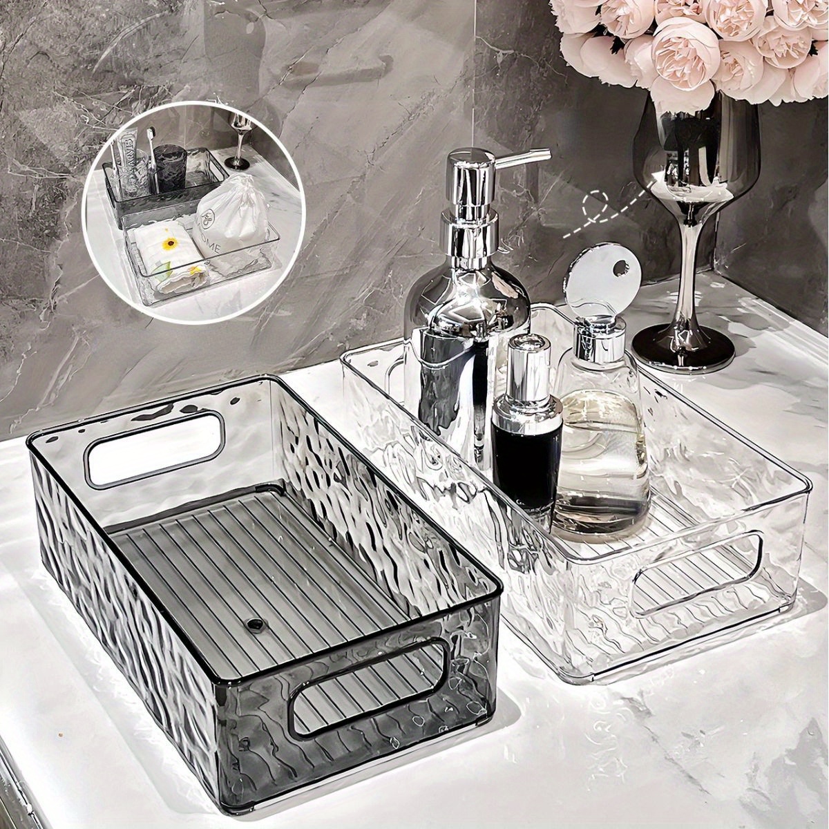 2023 Luxury Bathroom Cosmetics Organizer Desktop Sundries Small Toys Snack  Storage Box Home Multifunctional Acrylic Organizer