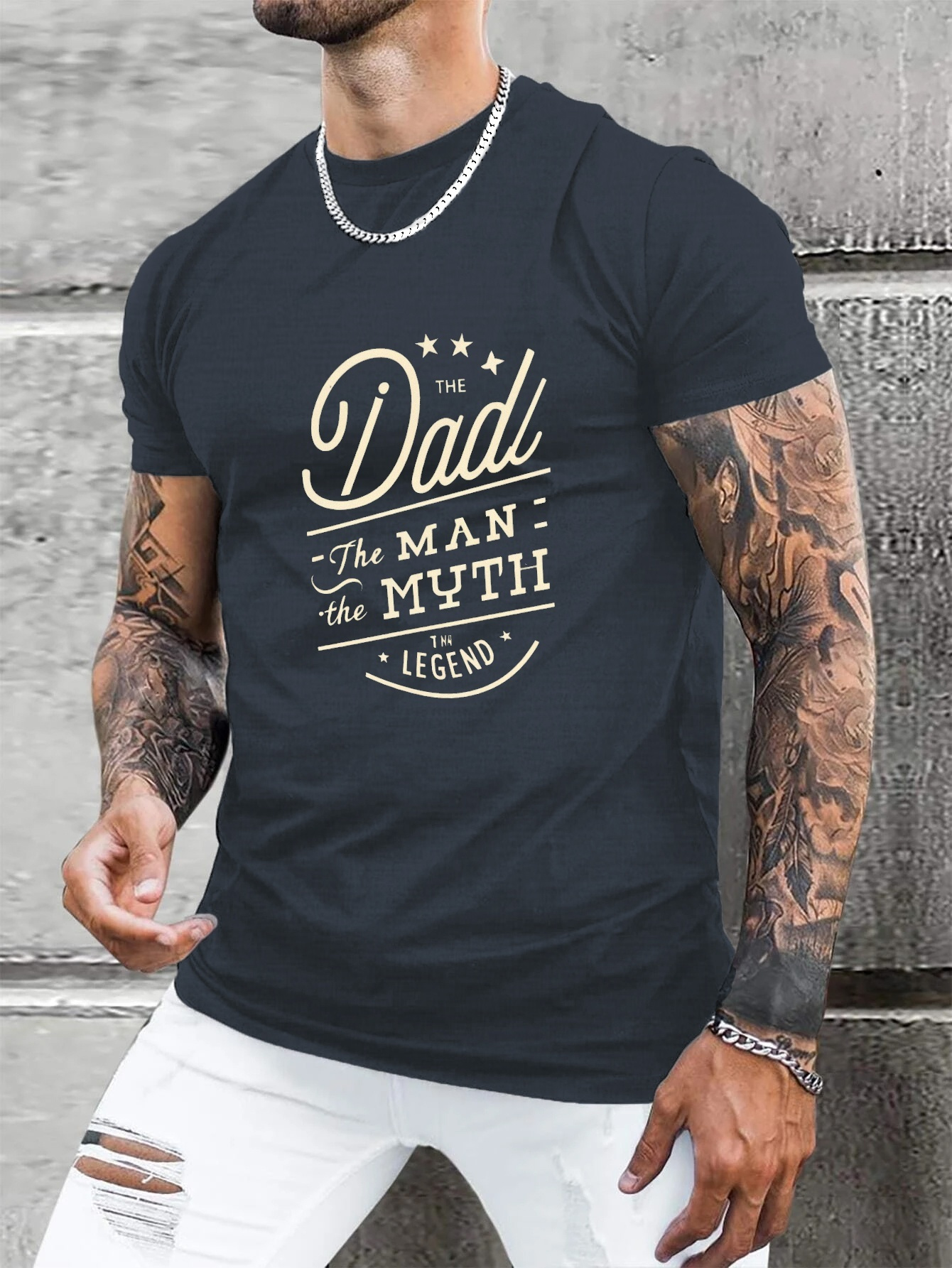 Dad Man Myth Legend Print T Shirt Tees Men Casual Short - Temu