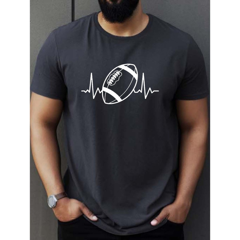 

American Football Print T Shirt, Tees For Men, Casual Short Sleeve T-shirt For Summer