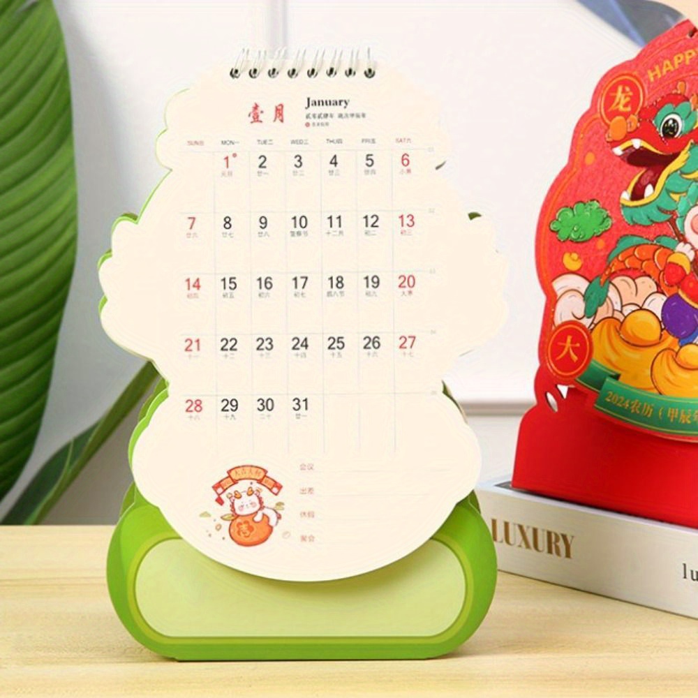 1pc Calendario Cinese Anno Drago Festività Primaverile 2024 - Temu