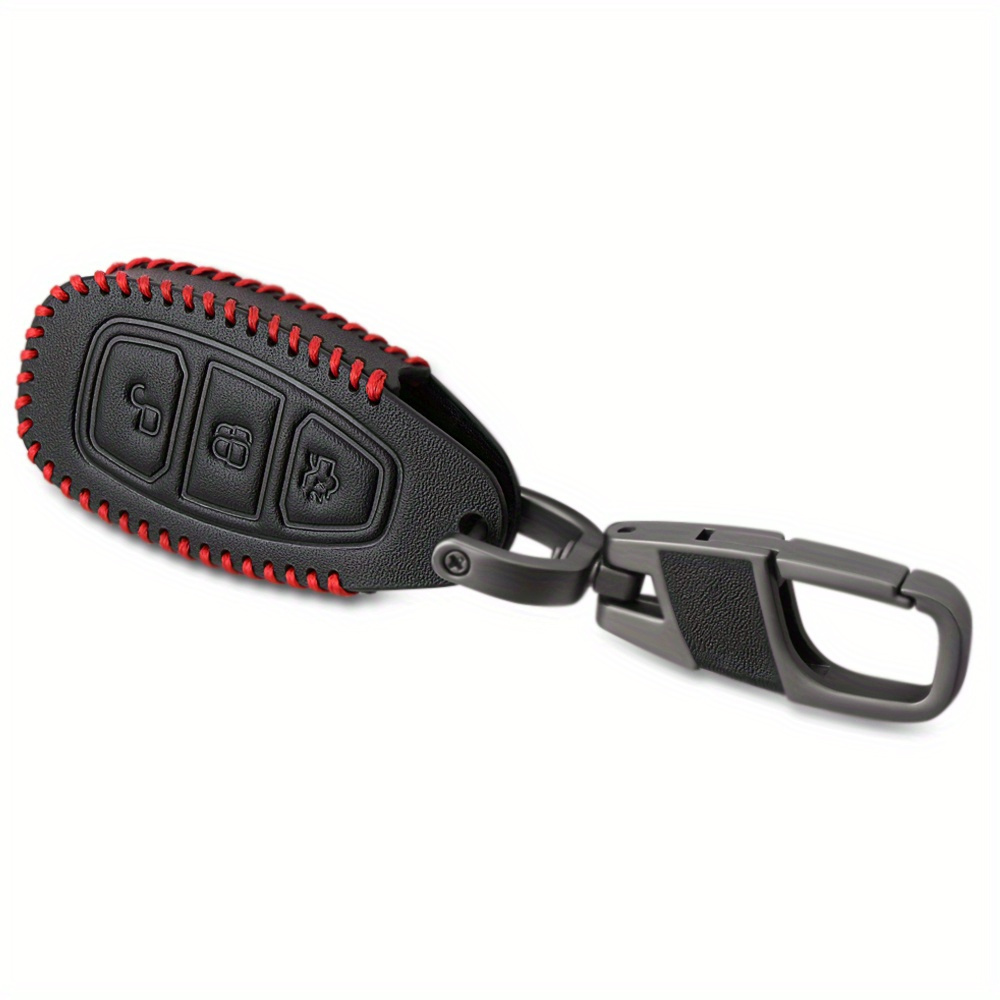 Pu Leather Car Remote Smart Key Case Cover Shell Ford Fiesta - Temu