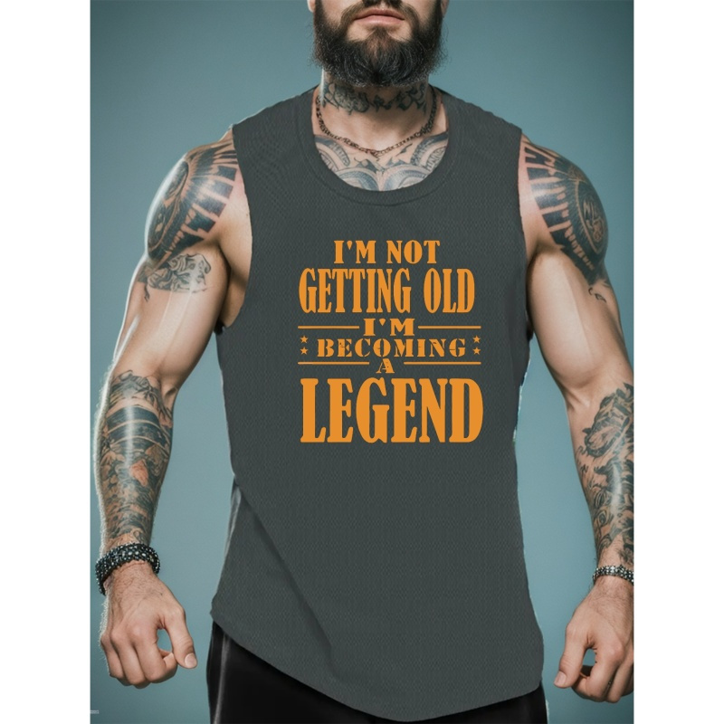 

I'm Not Getting Old Print Sleeveless Tank Top, Men's Active Undershirts For Workout At The Gym