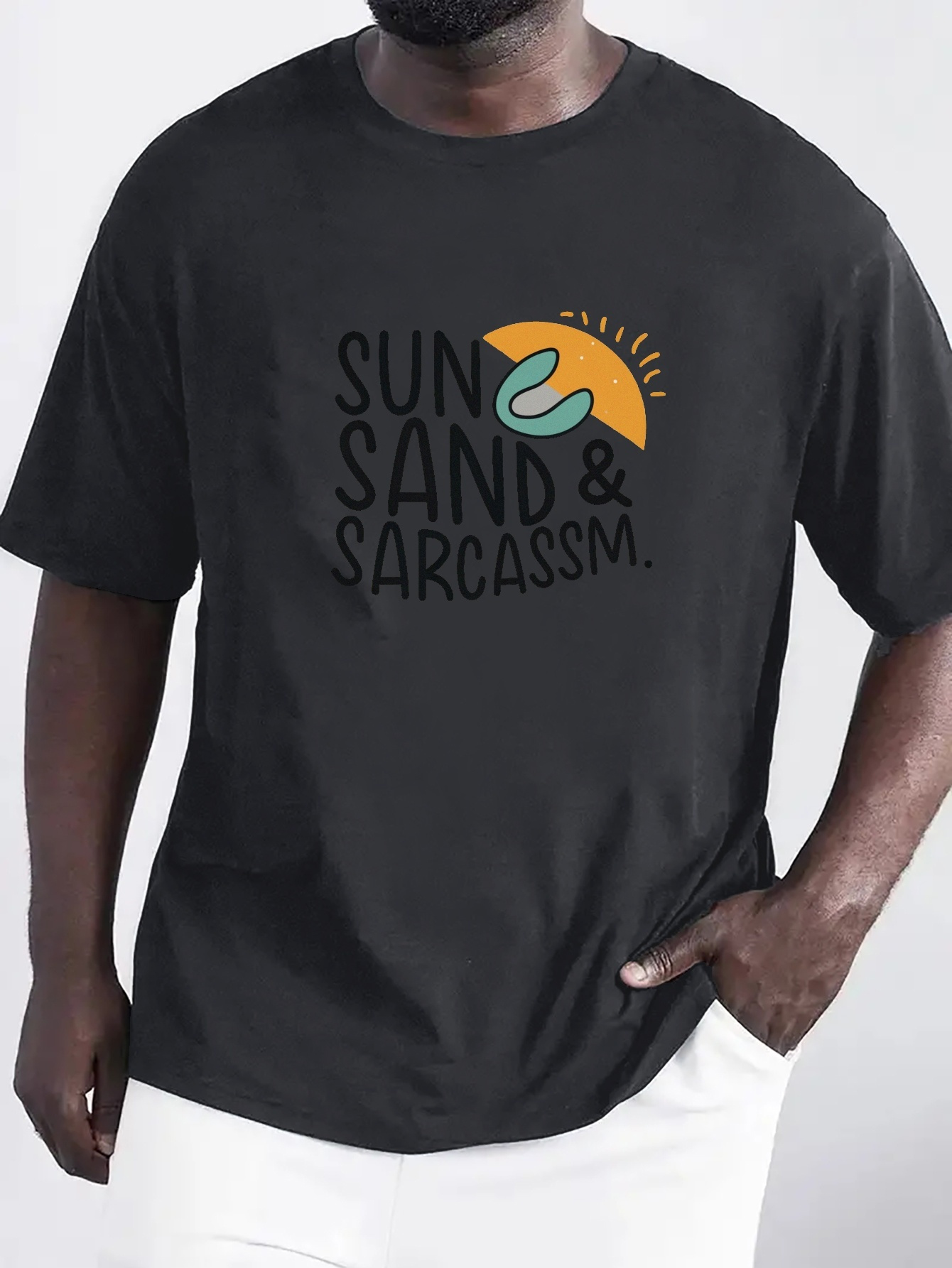Sun Sand Sarcasm Print T Shirt Tees Men Casual Short Sleeve - Temu Australia