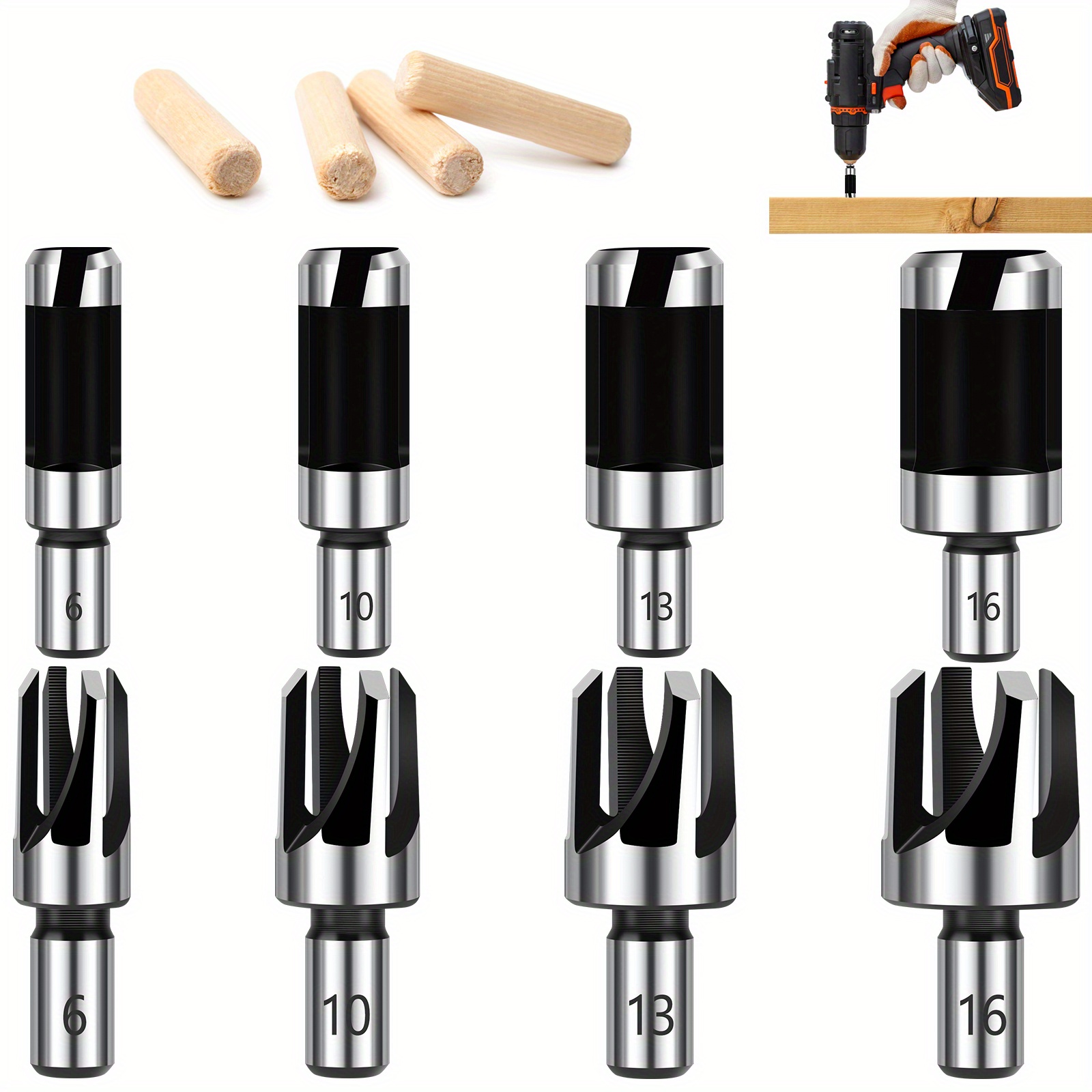 Wood Dowel Drill Bits Standard Dowel Cutters Set Four Flute - Temu