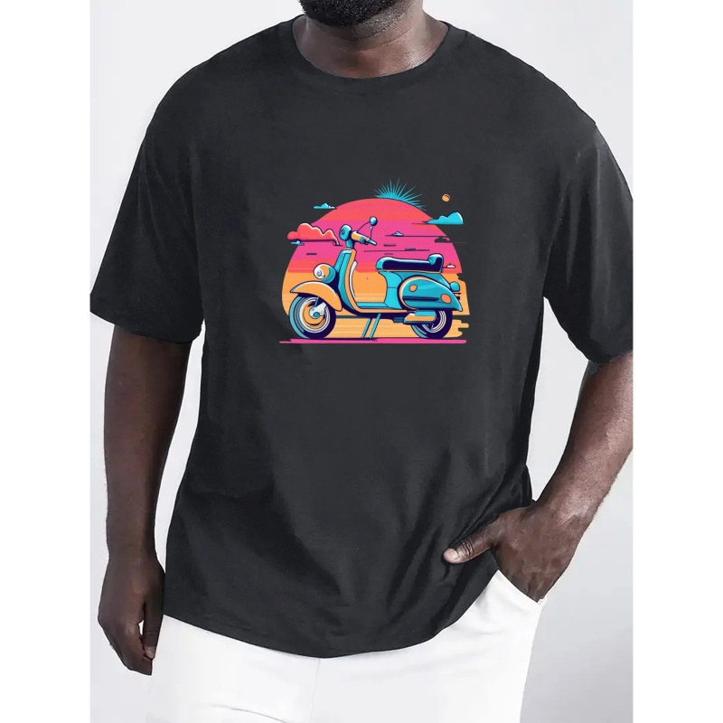 

Electric Scooter Print T Shirt, Tees For Men, Casual Short Sleeve T-shirt For Summer