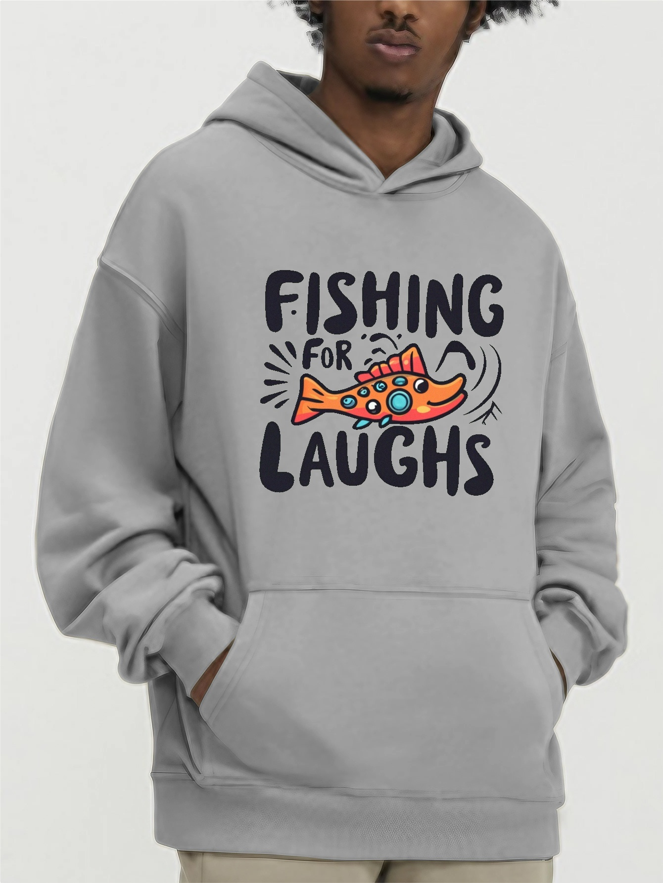 Fishing Laughs Colorful Fish Print Hoodie Cool Sweatshirt - Temu