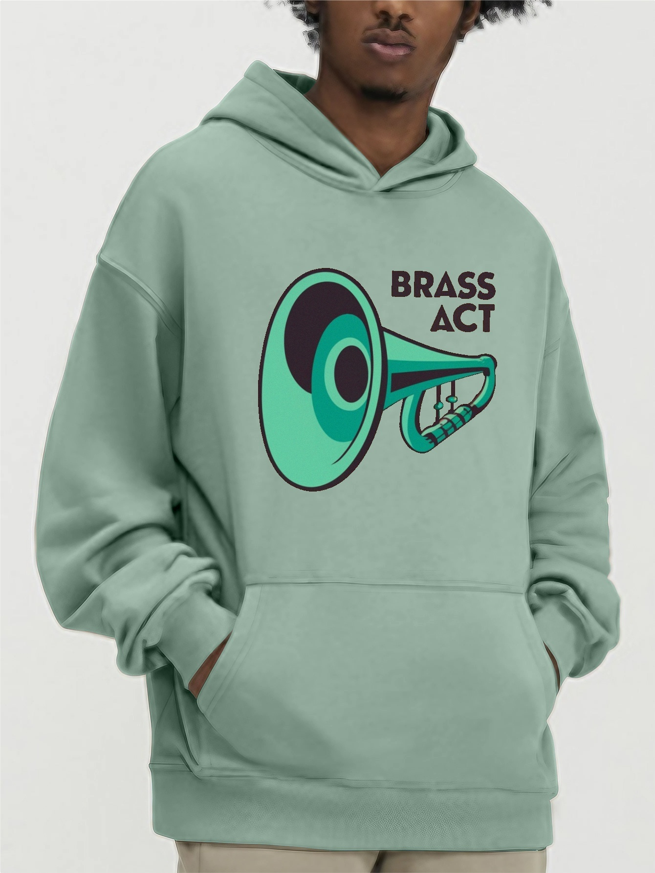 Brass Act And Trumpet Print Hoodie Cool Fleece Sweatshirt - Temu Australia