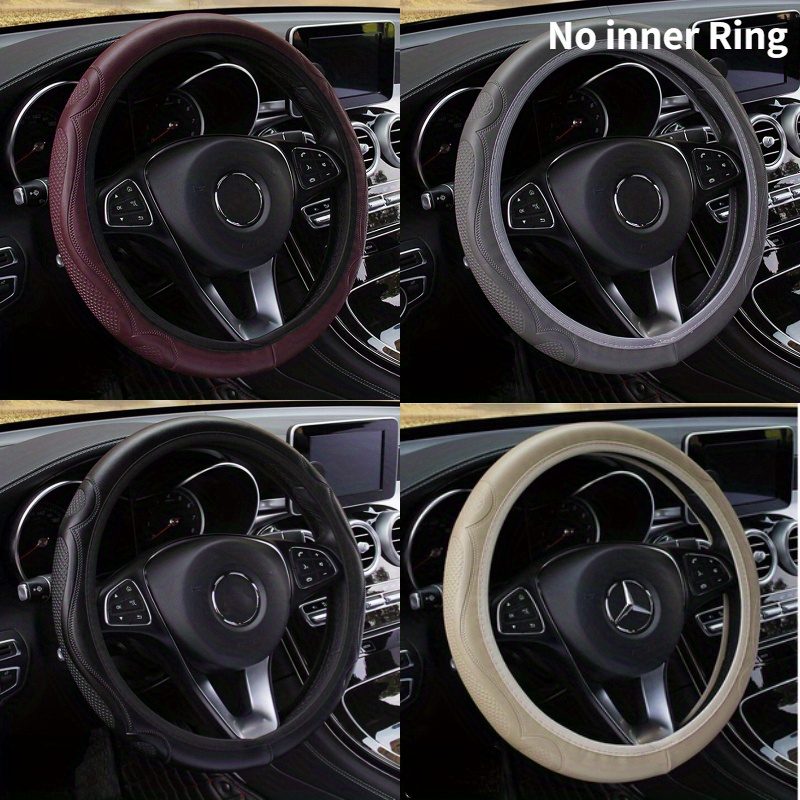 

Car Pu Leather Steering Wheel Cover Non-slip Breathable All-season Universal Car Handlebar Cover Car Steering Wheel Protector Cover Car Accessories