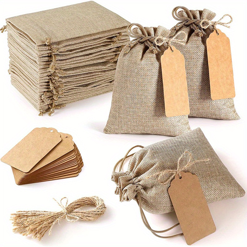 

10/25pcs Burlap Gift Bags, Wedding Party Gift Bags, Christmas Jewelry Bag Set