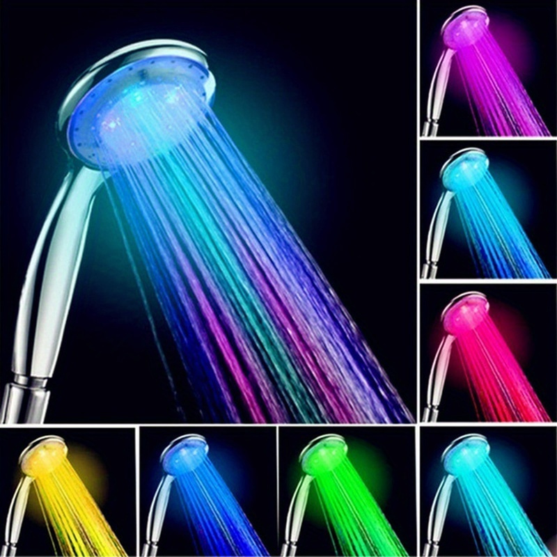 1pc   de douche pluie led avec   changeantes de couleur automatiques, capteur de température &   économique en eau -   polie, installation facile au mur, options multicolores vibrantes pour une expérience de douche  , accessoires de douche détails 0