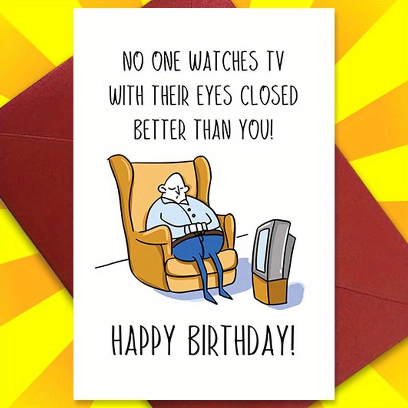 Funny Birthday Cards Dad Husband Grandpa Watch Tv Eyes - Temu 