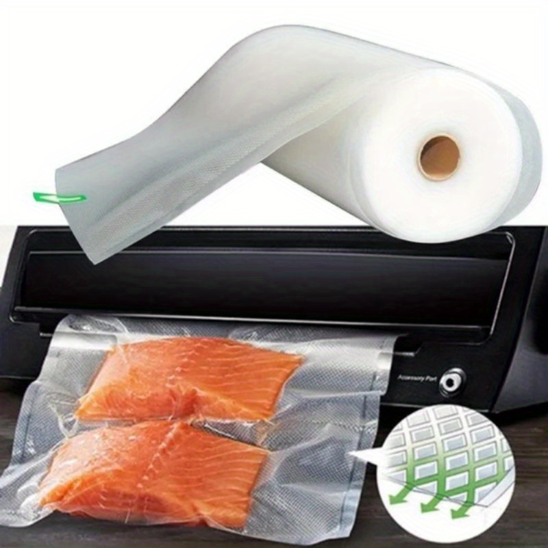 Virtuviniai maisto vakuuminiai maišeliai, skirti maisto produktams sandėliuoti ir vakuuminiam sandarinimui. Maistas išlieka šviežias. 12/15/17/20/22/25/28 cm x 500 cm