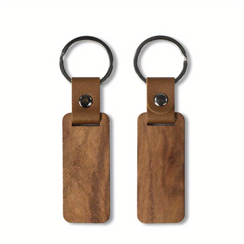 Leather Wood Keychain Wood Keychain Blanks With Leather - Temu